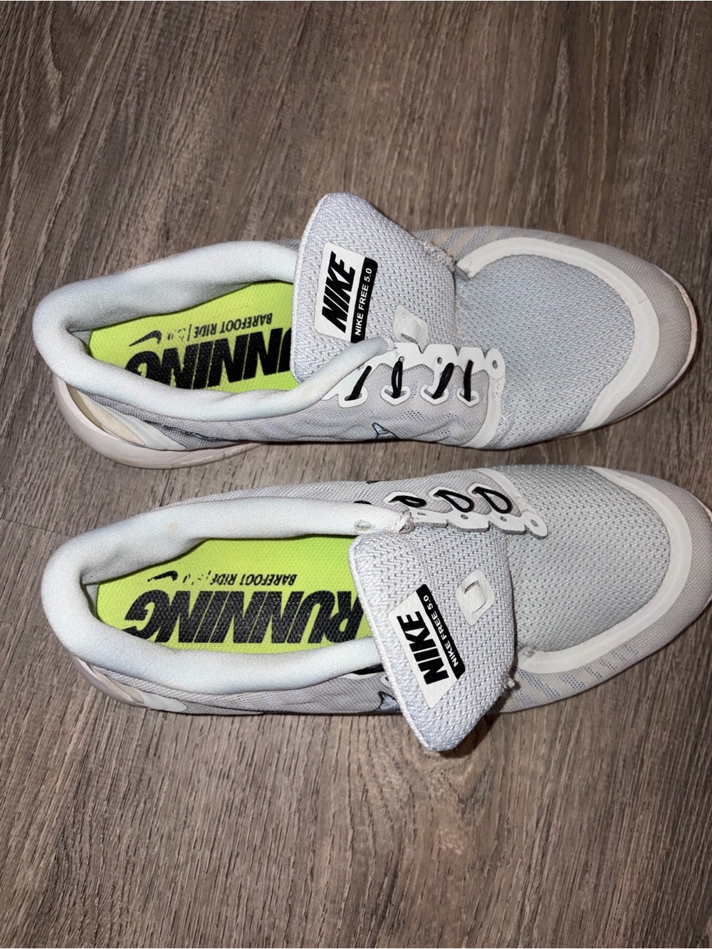 Nike Free 5.0 Low Top Lace Up Mesh Sneakers Wolf Grey/White 724382-003